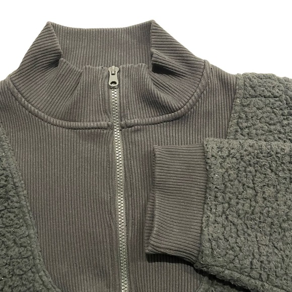 AERIE SHERPA WOMEN 2XL 1/4 ZIP FLEECE PULLOVER MOCK NECK BLACK SWEATER - Picture 1 of 12
